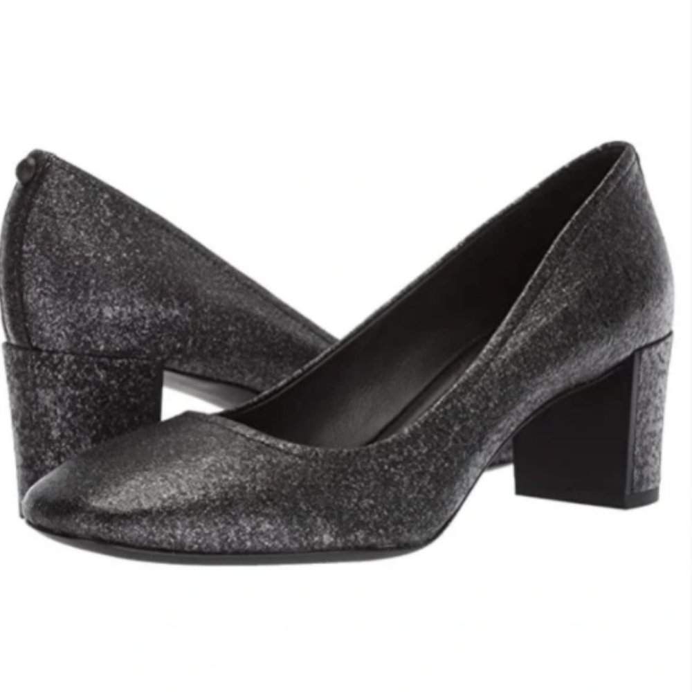 NEW Donald J. Pliner "Corin" Leather Glitter Squared Off Toe Pumps Sz. 9